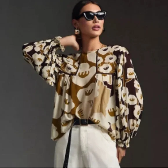 NWT Anthropologie Bl-nk Miranda Peasant Top - Picture 1 of 3